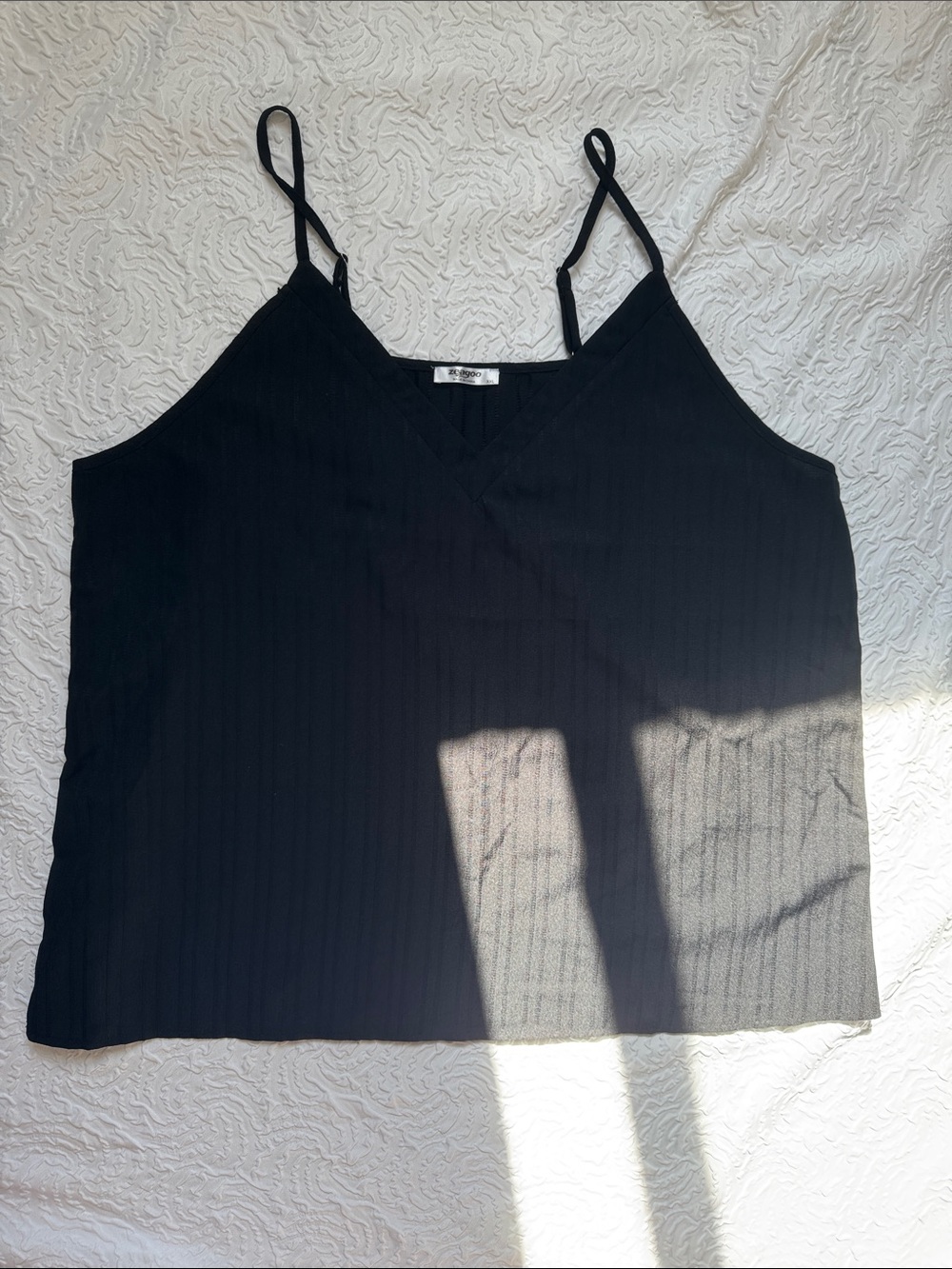 zeagoo Black Ribbed V-Neck Camisole Tank